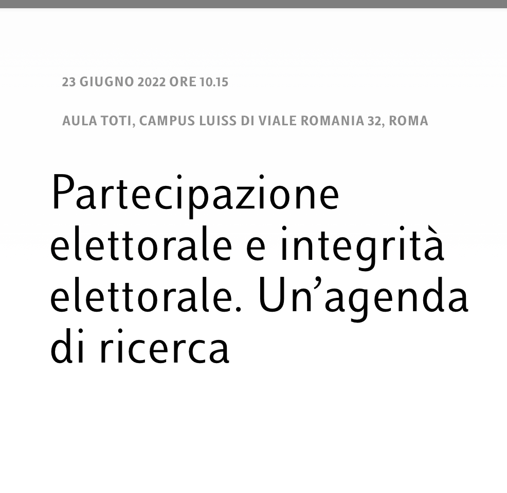 Partecipazione elettorale e integrità elettorale. Un’agenda di ricerca